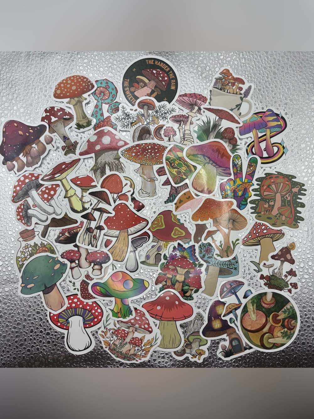 40 + Mushroom Stickers for Water Bottles in Colorful Mushroom Designs